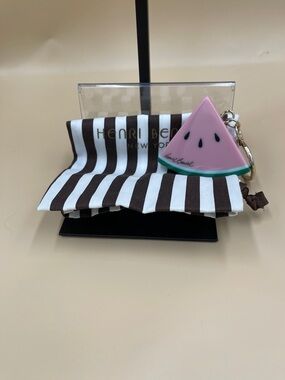 henri bendel Pink Watermelon Slice Keychain with Green Trim